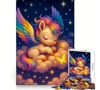 Unicornio arcoíris durmiendo en una Nube para Adultos, Rompecabezas de 1000 Piezas, Rompecabezas Mental, Divertido y Relajante, Imagen para armar, cálida Sorpresa 50x75cm