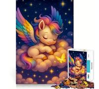 Unicornio arcoíris durmiendo en una Nube para Adultos, Rompecabezas de 1000 Piezas, Rompecabezas Mental, Divertido y Relajante, Imagen para armar, cálida Sorpresa 50x75cm