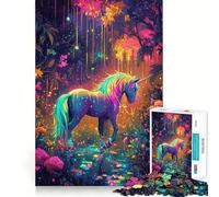 Unicornio Arcoíris en Bosque Encantado Rompecabezas de 1000 Piezas para Adultos y Adolescentes Juguete de Lógica Sólida Divertido y Silencioso Corte de Precisión Selección de Deseos de Santa Claus