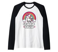 Unicornio Arcoiris Kawaii Sparkle Squad Magia Camiseta Manga Raglan