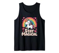 Unicornio Arcoiris Kawaii Stay Magical Magia Camiseta sin Mangas