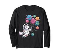 Unicornio Astronauta sosteniendo Globo Planeta Espacio Exterior Manga Larga