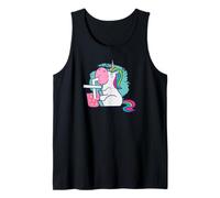 Unicornio Bebiendo té Boba Kawaii Lindo Divertido Camiseta sin Mangas