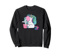 Unicornio Bebiendo té Boba Kawaii Lindo Divertido Sudadera