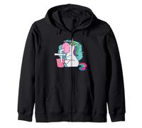 Unicornio Bebiendo té Boba Kawaii Lindo Divertido Sudadera con Capucha