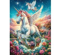 Unicornio Blanco con alas de ángel Rompecabezas 500 Piezas Cartón Grueso para Parejas Desarrollo Habilidades Pieza Decorativa Casa Pack Completo Regalo Cumpleaños 500 PCS