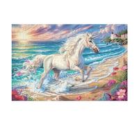 Unicornio Blanco en Campo de Flores Puzzle 1000 Piezas Portátil Familiar Compacto Rompecabezas 3D para Familia Desafío Intelectual Maquetas Educativas Construir 1000 PCS