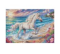 Unicornio Blanco en Campo de Flores Puzzle 300 Piezas Decoración De Sala Rompecabezas para Adultos 3D DIY Creativo Desafío Intelectual Juguete Educativo 300 PCS
