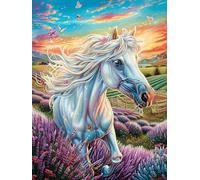 Unicornio Blanco en la Pradera Florida Rompecabezas 300 Piezas Cartón para Niños Mayores 14 Años Noches De Cita Antiestrés Pack Completo Detalle Único Original 300 PCS