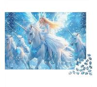 Unicornio Blanco Hada Fantasía Puzzle de 1000 Piezas Papel para Adultos Escena Mágica de Hielo Juego de Puzzle 1000 Piezas Familia Relajación Decoración Regalo 70x50cm/1000pcs