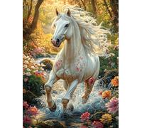 Unicornio Blanco Junto a Cascada de montaña Puzzles 500 Piezas Portátil 3D Compacto Rompecabezas Familiar para Toda La Familia Maquetas Educativas Construir Aliviar Estrés 500 PCS