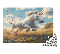Unicornio Blanco Paisaje Cielo Puzzle de 1000 Piezas Puzzle para Toda la Familia Papel Estilo Fantasía Natural Relajación Enfoque Decoración Regalo 70x50cm/1000pcs