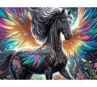 Unicornio Caballo Negro Rompecabezas 300 Piezas Cartón para Principiantes Bestias fantásticas Días Lluviosos para Pasar Tiempo Vacaciones Fines De Semana Regalo Cumpleaños 300 PCS
