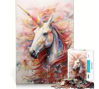Unicornio Caminando sobre Pintura,Rompecabezas de 1000 Piezas,Juguete Creativo para desarrollar la Habilidad,Cierre Seguro sin Piezas Sueltas,Actividad para Fortalecer los Lazos Familiares (50x75cm)