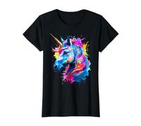 Unicornio Camiseta gráfica económica, Mujer, Negro, S