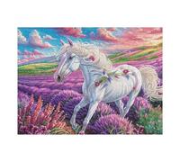 Unicornio Campo de Lavanda Vida Silvestre Naturaleza Salvaje Fantasía Puzzle 500 Piezas para Adultos Agradable Cautivador Y Creativo Ocio Familiar Y Hobbies 500 PCS（52×38cm）