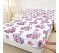 Unicornio chapa empotrable, tamaño L, arco iris, unicornios, flores, ropa de cama, 2 piezas estéticas de ensueño, juego de ropa de cama para adultos