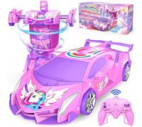 Unicornio Coche Teledirigido Niña, 2 en 1 Radiocontrol Transformar Coche RC 2,4GHz & Rotación 360°, Robot Unicornio Juguetes Niña 3 4 5 6 7 8 9 Años, Regalo Cumpleaños Navidad para Niños de Pascua