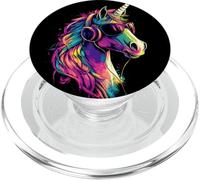 Unicornio Colorido Arco Iris Jinete Caballos Montando PopSockets PopGrip para MagSafe