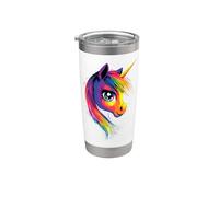 Unicornio Colorido Arco Iris Jinete Caballos Montando Vaso térmico de acero inoxidable de doble pared