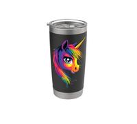 Unicornio Colorido Arco Iris Jinete Caballos Montando Vaso térmico de acero inoxidable de doble pared