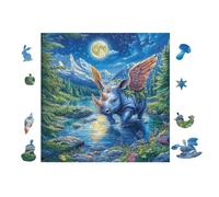 Unicornio con alas de luz de Luna Puzzle 100 Piezas Cartón Grueso para Adultos Diversión Grupal Entrenamiento Cerebral Regalo Navideño Regalo Ideal 28x28cm