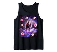 Unicornio con diseño de Carlino del Espacio Exterior montado en un Lobo, en Forma de rosquilla Camiseta sin Mangas