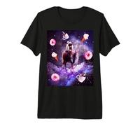 Unicornio con diseño de Carlino del Espacio Exterior montado en un Lobo, en Forma de rosquilla Camiseta Premium