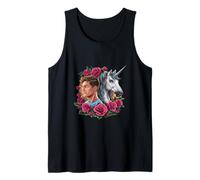 Unicornio con persona y rosas maravillosas Camiseta sin Mangas
