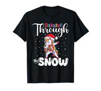 Unicornio Dabbing Through The Snow Funny Christmas Holiday Camiseta