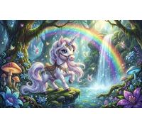 Unicornio de Arcoíris del Bosque Puzzle 1000 Piezas Adultos Y Niños,Rompecabezas,Premium,14 Años+,Deco Pared,Regalo Ideal,Anti-estrés,Relax,Desafío,Reto,Cartón,Educativo 52x38cm