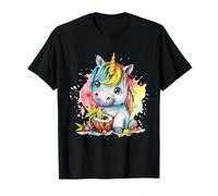 Unicornio de coco lindo animal arte acuarela colorido motivo Camiseta