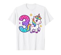 Unicornio de Tercer cumpleaños, para niñas de Tres Lindos 3 años Camiseta