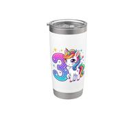 Unicornio de tercer cumpleaños para niñas de tres lindos 3 años Vaso térmico de acero inoxidable de doble pared