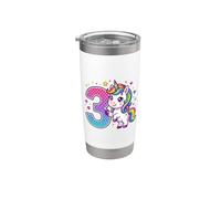 Unicornio de tercer cumpleaños para niñas de tres lindos 3 años Vaso térmico de acero inoxidable de doble pared
