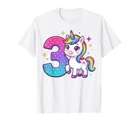 Unicornio de Tercer cumpleaños para niñas, Tres Lindos 3 años Camiseta