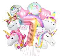 Unicornio Decoraciones Cumpleaños 7 Años, 3D Globos de Unicornio, Globos de Nube y Arcoíris, 7 Años Fiesta Cumpleaños Niñas, Suministros de Fiesta de Cumpleaños Unicornio