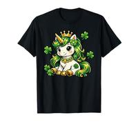Unicornio del día de San Patricio Lindo Caballo mágico trébol Verde Camiseta