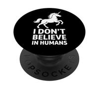 Unicornio Divertido Que no Creo en los Humanos PopSockets PopGrip Adhesivo