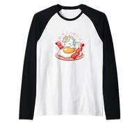 Unicornio Durmiendo En Huevo Frito con Tocino Camiseta Manga Raglan