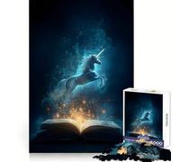 Unicornio emergiendo de un Libro para Adultos, Rompecabezas de 1000 Piezas, concentración Mental, Momentos de Ocio placenteros, Ajuste, Sorpresa Festiva (38x52cm)