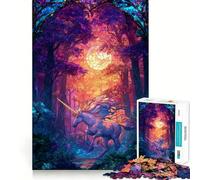 Unicornio en el Bosque Encantado,Rompecabezas para Adultos de 1000 Piezas,Juego de Diversión Mental,Tecnología Avanzada de Corte Láser,Un Reto Divertido para Pasar el Tiempo (50x75cm)