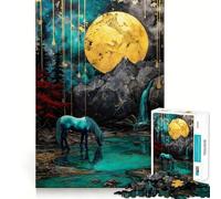 Unicornio en el Lago bajo la Luna,Rompecabezas de 1000 Piezas Juego para ejercitar la Mente Artesanía de Corte experta Un pasatiempo Fascinante para los Momentos de Ocio (50x75cm)