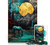 Unicornio en el Lago bajo la Luna,Rompecabezas de 1000 Piezas para Adolescentes,Juego para estimular la Mente,Montaje Firme y Seguro,Actividad Divertida para Toda la Familia (38x26cm)