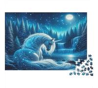 Unicornio en la luz de la Luna Puzzle 1000p para Adolescentes Sin Polvo Entretenimiento En Casa Mejor Valorados Piezas Precisas Cartón Ecológico 38x26cm/1000pcs