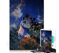 Unicornio en un Campo de Flores,Rompecabezas de 1000 Piezas para Adultos,Juego de Memoria Cerebral,Encaje Huecos,Actividad Relajante para la Mente (38x52cm)