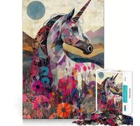 Unicornio en un Campo Floral,Rompecabezas de 1000 Piezas para Adolescentes Actividad Divertida para estimular la Mente,de Alta precisión,para Recortar y Relajarse (50x75cm)