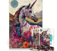 Unicornio en un Campo Floral Rompecabezas para Adultos de 1000 Piezas Diversión para ejercitar la Mente Piezas sin Rebabas y de Corte Limpio Actividad para Compartir en Familia (38x26cm)