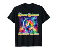 Unicornio espacial Reach For The Stars Lindo Rainbow Hair Unicorn Camiseta