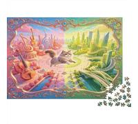 Unicornio Fantasía Puzzle de 1000 Piezas Ciudad Mágica Juego de Puzzle 1000 Piezas Papel Mundo Soñado Enfoque Regalo Familia Relajación 38x26cm/1000pcs